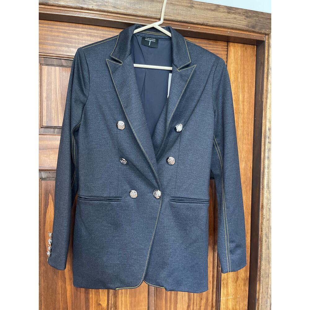 TAHARI NAUTICAL DENIM LOOK BLAZER SIZE 4
